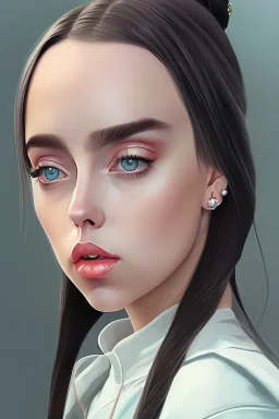 Billie Eilish, sitting on a chair, Black Short Dress, high detail, realistic