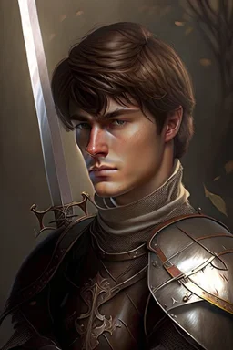 noble swordman short brown hair