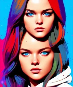 portrait illustration, pop art, splash painting of kristina pimenova, art by ilya kuvshinov, greg rutkowski and makoto shinkai, dan mumford, artstation