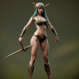 franz frazetta styl, cute elf hunter in the forest clearing