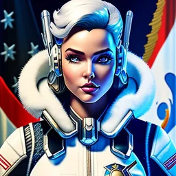 ashe from overwatch, white hair, black cowboy hat, space cowgirl, character portrait, portrait, close up, concept art, intricate details, highly detailed, vintage sci - fi poster, retro future, in the style of chris foss, rodger dean, moebius, michael whelan, and gustave dore