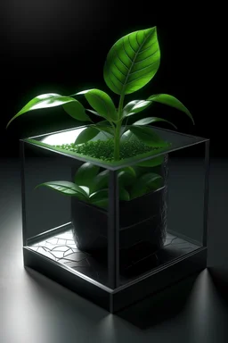 a plant inside a cube