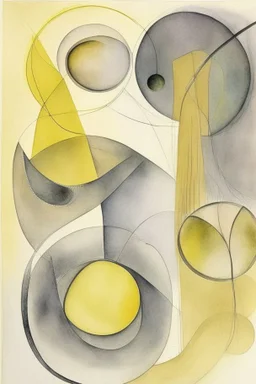 abstract watercolour by barbara hepworth and paul klee in gold and grey