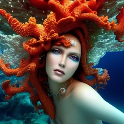 high-quality, fine-detail close-up portrait of gorgeous, stunning goddess of water, stormy waves as, coral reef exoskeleton, 8k resolution, 3D octane render, intricate, digital art, detailed matte, volumetric lighting, George Grie, Anne Dittman, Anne Stokes, Lisa Parker, Selina French,