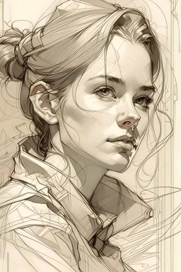 draw portret with pen line sketch , Inspired by the works of Daniel F. Gerhartz, with a fine art aesthetic and a highly detailed, realistic style