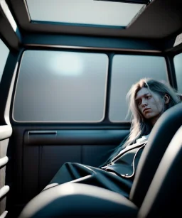 Ultra realistic back seat of limousine image, wide angle view, homeless woman, many color balls, grunge clothing, long hair, smoke, feather long coat, soft color, highly detailed, unreal engine 5, ray tracing, RTX, lumen lighting, ultra detail, volumetric lighting, 3d, finely drawn, high definition, high resolution.