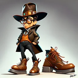 Caricatura de Gustavo Petro cuerpo completo Sombrero grande tipo baquero zapatos ferragamo traje arte Bauhous obra de arte detallado 4k