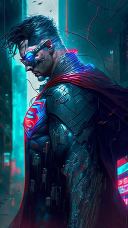 cyberpunk inspired superman