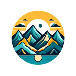 logo illustration mountains sun