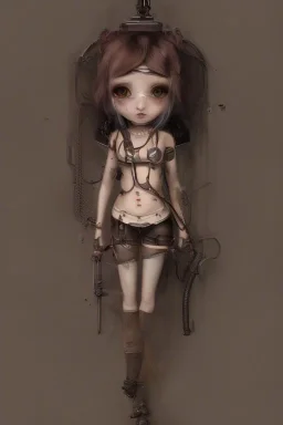 steampunk girl knife hell end solitary cute darkness sad body