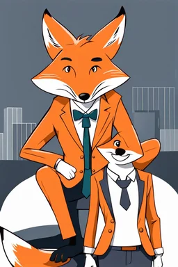 Fox character dressed in suits