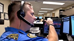 male cop dispatcher deals with crazy virus on the phone