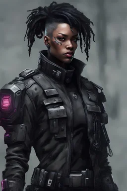 black cyberpunk military commander