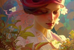 gardenia, colorful, psychedelic, intricate, elegant, highly detailed, digital painting, artstation, concept art, smooth, sharp focus, greg rutkowski art and alphonse mucha