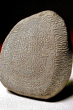mani stone with detailed engraving that reads "མི་རྟག་པ་"