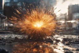 Atomic explosion, made of shatered glass, ULTRA REALISTIC, details, intricate detail, professional lighting, film lighting, 35mm, anamorphic, lightroom, cinematography, bokeh, lens flare, film grain, hdr10, 8k, Roger Deakins, incredibly detailed, reflect, sharpen