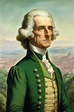 thomas jefferson wearing green overlooking mexico from behind