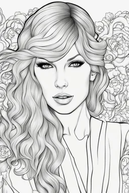 coloring pages of taylor swift for adults, Designs Black and white, No Shading