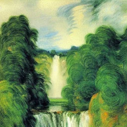 Waterfalls, clouds, max liebermann painting