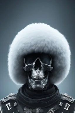 All black Russian soldier, high tech skull special forces helmet, furry helmet, white smoke, dark, rage, sorrow, high definition, ultra 8 k, volumetric lighting, blue fire, fog