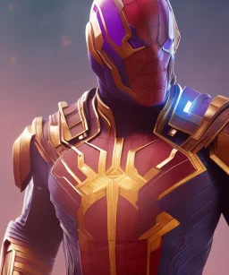 thanos dress up with spiderman suit, red and black, shooting spider web from wrist, full body close up, soft light atmosphere, light effect，vaporwave colorful, concept art, smooth, extremely sharp detail, finely tuned detail, ultra high definition, 8 k, unreal engine 5, ultra sharp focus