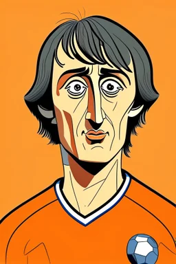 Johan Cruyff Dutch soccer player cartoon 2d