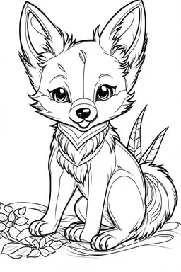 outline art for Pup (Wolf) coloring pages with sitch, white background, Sketch style, full body, only use outline, toddlers style, clean line art, white background, no shadows and clear and well outlined.