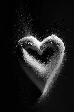 Powdered heart, black background