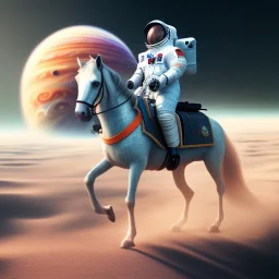 Riding horse astronaut Jupiter, Wes Anderson Lut, unreal engine 5, octane render