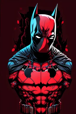 vector art, batman deadpool hybrid, illustration, black background, Vectorstock, flat