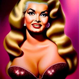 Ultra detailed fullbody Portrait in oil on canvas of young busty Jayne Mansfield ,extremely detailed digital painting, extremely detailed face, crystal clear eyes, mystical colors ,perfectly centered image, perfect composition, rim light, beautiful lighting,masterpiece ,16k, stunning scene, raytracing, anatomically correct, in the style of Simon Bisley and uncannyknack and caravaggio and Seung Eun Kim and Steve Jung Jeehyung Lee.