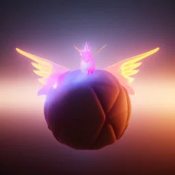 CaM küre içinde fantastik unicorn ateşli kanatları olan