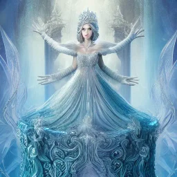 portrait of the most incredible, stunning, beautiful ice queen goddess, intricate crystal ice crown, iridescent gown, dreamlike, fantasy, 8k resolution, high-quality, fine-detail, elaborate, digital art, detailed matte, volumetric lighting, beautiful, illustration, 3D octane render, brian froud, howard lyon, selina french, anna dittmann, annie stokes, lisa parker, greg rutowski,