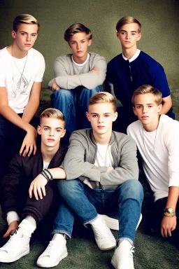 Extremely rich young white boy band portrait