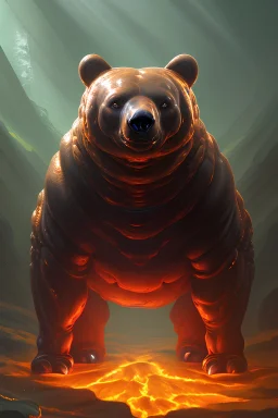 Alien Lava bear,Ultra detailed fullbody Portrait in oil on canvas ,intense stare,extremely detailed digital painting, extremely detailed face, mystical colors ,perfectly centered image, perfect composition, rim light, beautiful lighting,masterpiece,8k, stunning scene, raytracing, anatomically correct