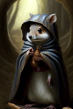 squirrel hedgehog mix being a cleric of death hood with