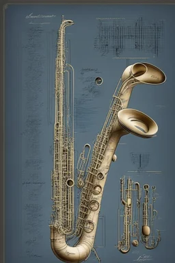 blueprint of realistic saxophone