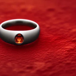 A close-up of a red stone ring on a pedal, Macro lens, highly detailed