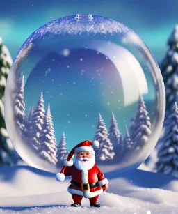 Snow globe, Santa toddler, full body, hyper realistic