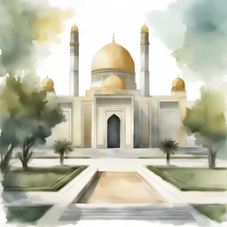Mausoleum of Mohammed V watercolor style