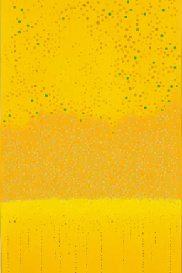 "There are 7,000 holes in Florida" is an abstract acrylic painting in shades of ochre paint with asterisks drawn all over it.