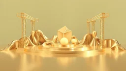 a 3d fractal stage structre made of metallic 3d structures, pertty artistc background