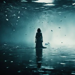 [Shattered Image, Shot the texture and then rewound the film and double exposed from multiple 1979 B colour series movie] Time seemed to distort as she floated alone in the unending void. She carefully rationed her meager supplies, spending long hours sleeping to conserve oxygen. But even in dreams, panic crept in. She found herself gasping for breath in a sudden waking, the pod walls crushing inward as the air grew thin. Checking readings only heightened her fear - reserves dropping faster than