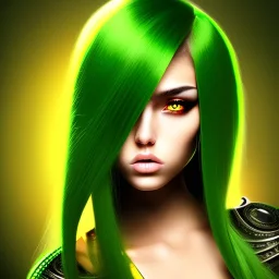 fantasy setting, multicolored hair, green and black hair, more black hair, more black hair