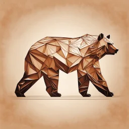 sharp lines silhouette of a brown bear, letterpress style 2d lowpoly lookalike, minimalistic high contrast pencil art