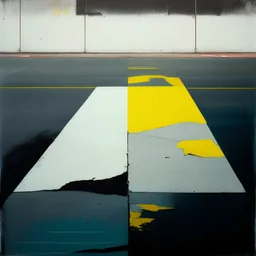 Minimal contemporary abstract oil paintings carpark concrete. In the style of Justin Mortimer and Francis Bacon. road markings.