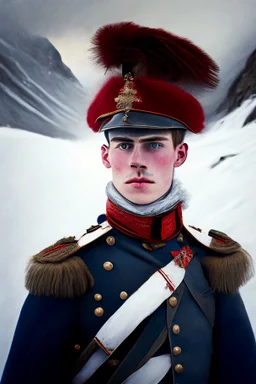 young commander of victorian guards in glacial