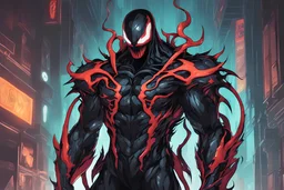 venom machine in solo leveling shadow artstyle, nightmare them, neon, full body, apocalypse, intricate details, highly detailed, high details, detailed portrait, masterpiece,ultra detailed,best quality