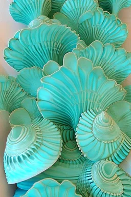 Turquoise arches in vertical Nautilus shells by artist "Old Poppycock"