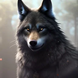 award winning portrait of a male anthropomorphic black wolf long vblack cory loftis, fenghua zhong, ryohei hase, and ruan jia. unreal engine 5, artistic lighting, highly detailed, photorealistic, fantasy